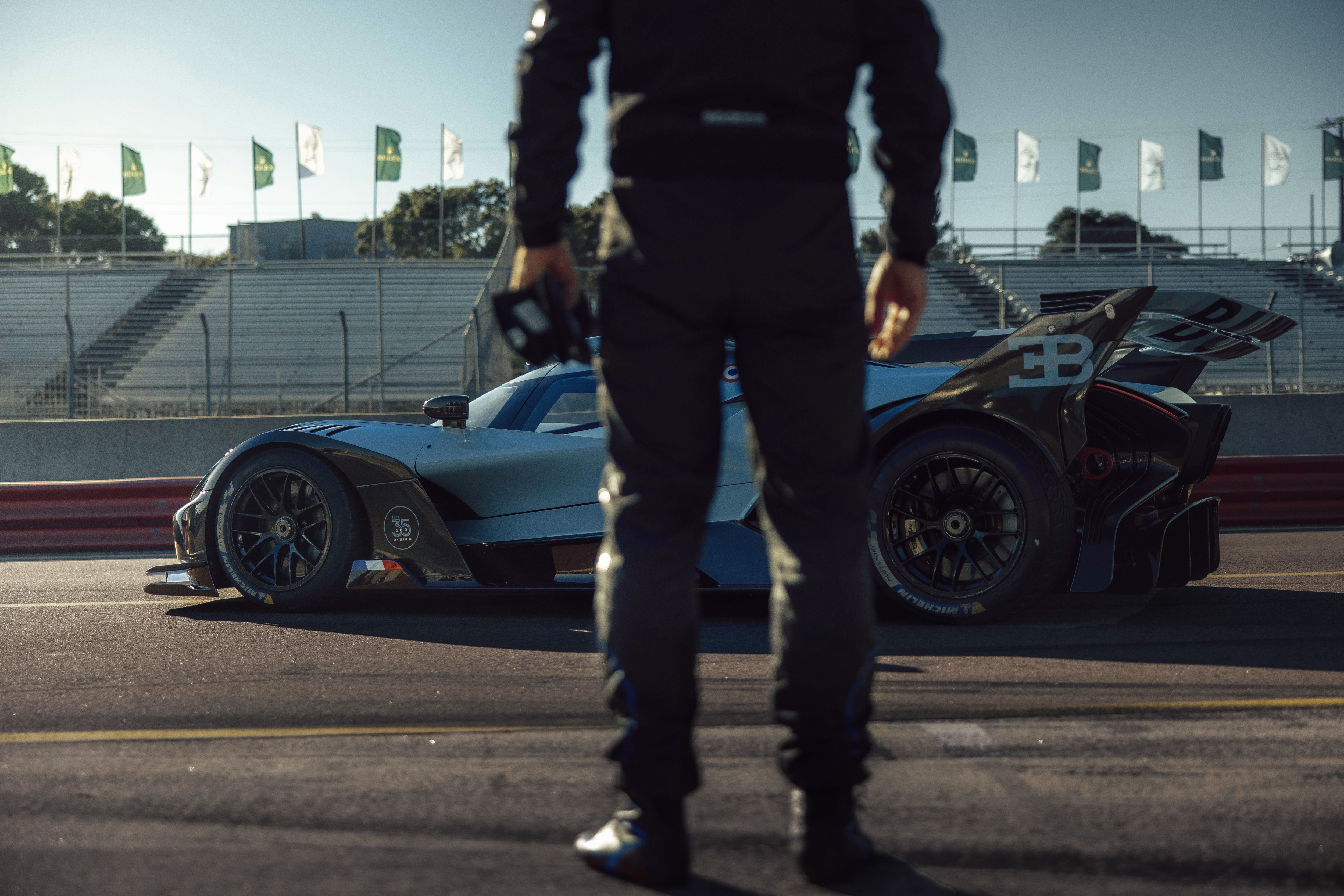 The Bugatti Bolide 100-year anniversary edition was seen on a racetrack for the first time at the WeatherTech Raceway Laguna Seca.